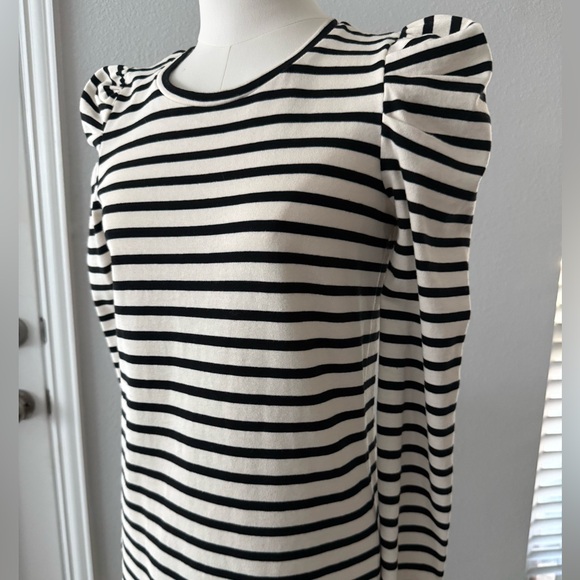 REBECCA MINKOFF Talia Puff Sleeve Black & White Dress Sz XS - Picture 4 of 11